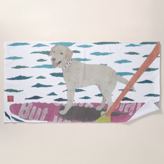 Geel Laboratorium, Labrador Retriever, Modern Strandlaken (Voorkant)