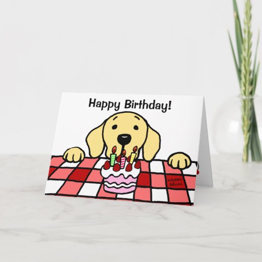 Geel Labrador dat op u let Verjaardag Kaart (Voorkant)