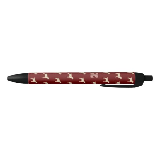 Geel labrador Dogs Pattern Monogramed Zwarte Inkt Pen (Bodem)