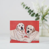 Geel labrador Duo schilderen Briefkaart (Staand voorkant)