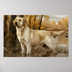 Geel Labrador jacht Poster, eendenjagers Poster