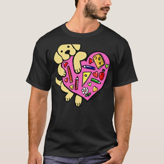 Geel labrador leraar hart t-shirt (Voorkant)
