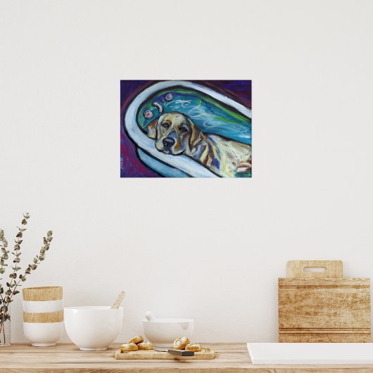 Geel labrador poster (Keuken)