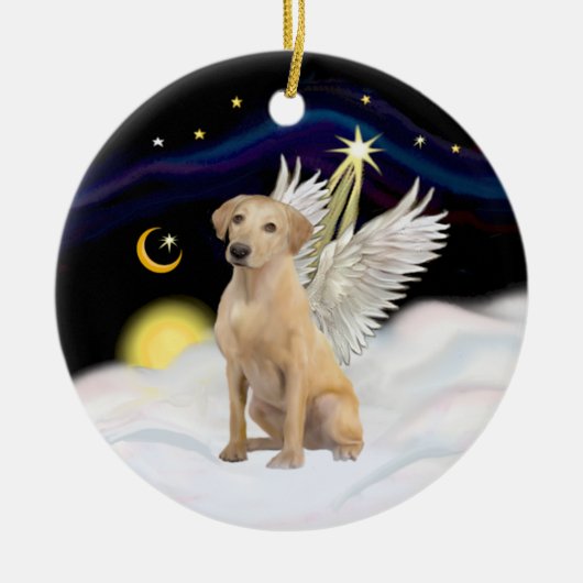 Geel labrador Retriever Angel-keramisch Ornament (Voorkant)