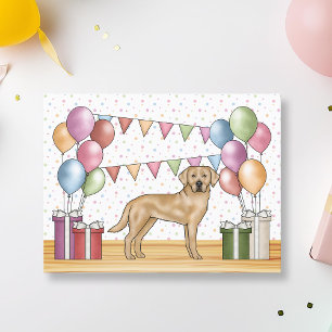 Geel Labrador Retriever Hond Kleurrijke Verjaardag Briefkaart