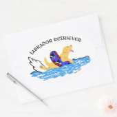 Geel labrador zwemmen ovale sticker (Envelop)