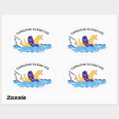 Geel labrador zwemmen ovale sticker (Vel)
