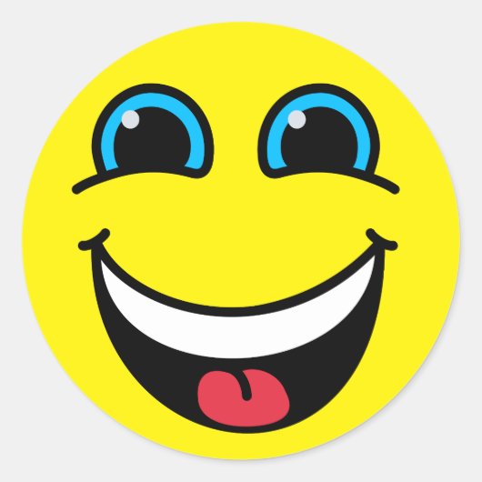 Geel lachen Emoji Face Ronde Sticker (Voorkant)