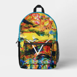 Geel landschap. bedrukte rugzak