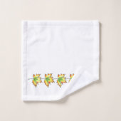 Geel leder, botanisch ontwerp bad handdoek (Wasdoekje)