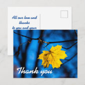 Geel leder op blauw briefkaart (Voorkant / Achterkant)