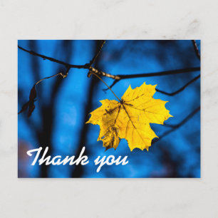 Geel leder op blauw briefkaart