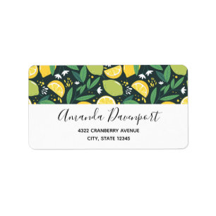 Geel lemon en groen Limoen fruitpatroon Etiket