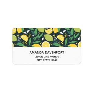 Geel lemon en groen Limoen fruitpatroon Etiket