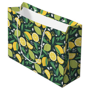 Geel lemon en groen Limoen fruitpatroon Groot Cadeauzakje