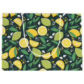 Geel lemon en groen Limoen fruitpatroon Groot Cadeauzakje (Achterkant)