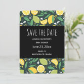 Geel lemon en groen Limoen fruitpatroon Save The Date (Staand voorkant)