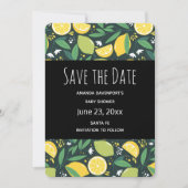 Geel lemon en groen Limoen fruitpatroon Save The Date (Voorkant)