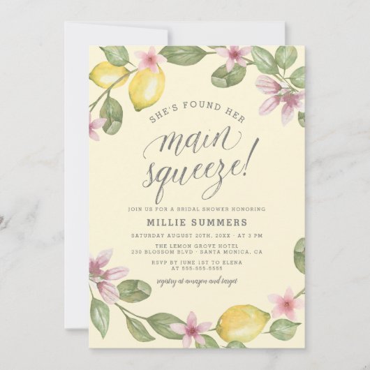 Geel | Lemon Wreath Main Squeeze Vrijgezellenfeest Kaart (Voorkant)