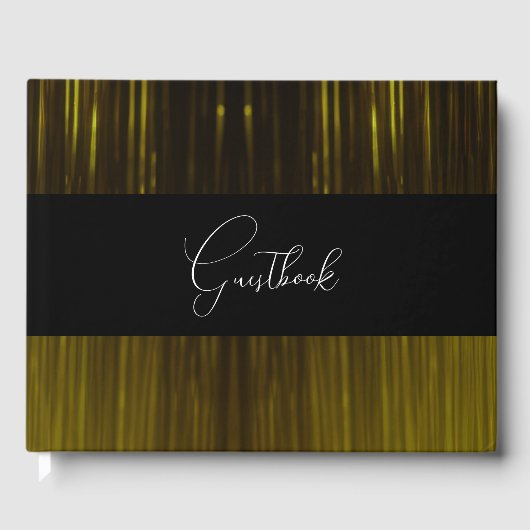 Geel licht strepen bruiloft gastenboek (Voorkant)