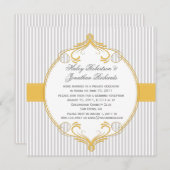 Geel Lijst Grijze Witte Stripes Weddenschap Kaart (Voorkant / Achterkant)