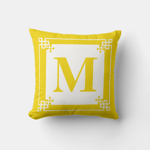 Geel Lijst Monogram Kussen