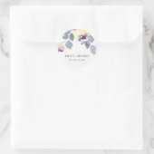 GEEL LILA PAARSE WATERVERF ROOS FLORAL WEDING RONDE STICKER (Tas)