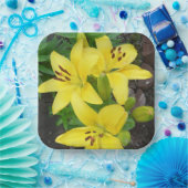 Geel Lilly Designed Square Paper Bord (Feest)