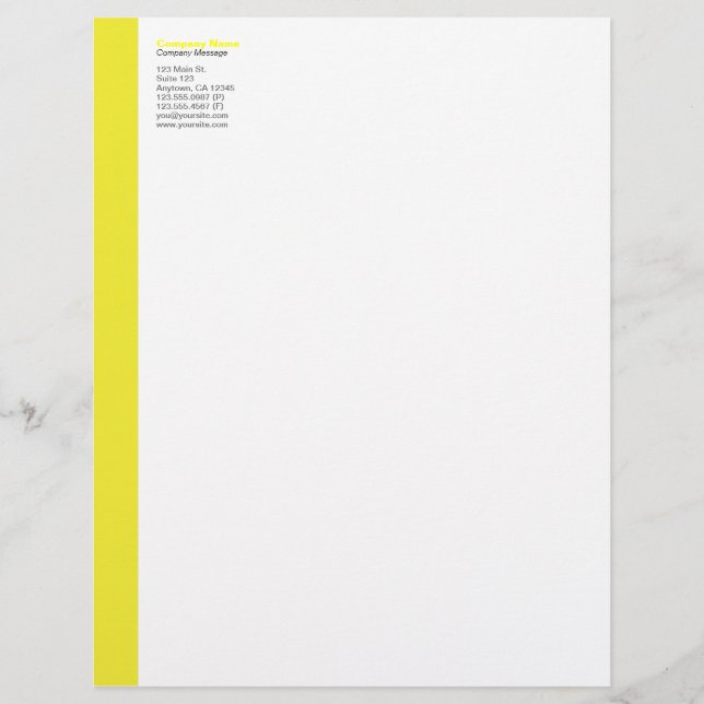 Geel links Sidebar Letterhead Gepersonaliseerd Briefhoofd (Voorkant)