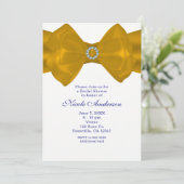 Geel lint Bow & Diamonds Elegante uitnodigingen (Staand voorkant)