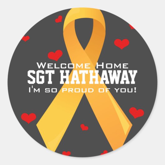 Geel lint: donker ronde sticker (Voorkant)