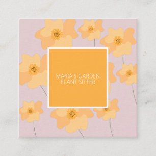 Geel maaltijd Plant Sitter Pink Vierkante Visitekaartje