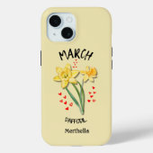 Geel MAART Geboorte Maand Bloem Aangepaste naam Case-Mate iPhone Case (Achterkant)