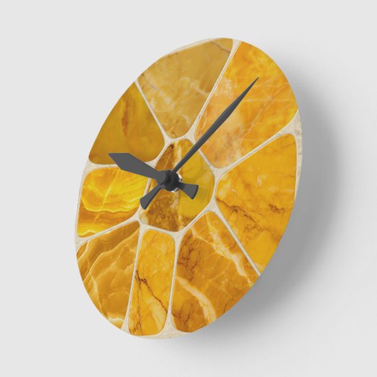 Geel Marmeren Mozaïek Bloem abstracte kunst Ronde Klok (Hoek)