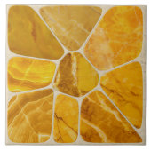 Geel Marmeren Mozaïek Bloem abstracte kunst Tegeltje (Voorkant)