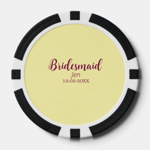 Geel maroon bruidsmeisje naam datum stijlvolle bru poker chips