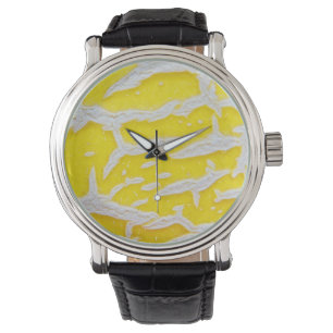 Geel meloenpatroon horloge