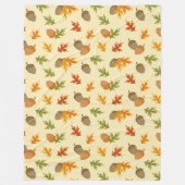 GEEL MET BRUINE & ORANJE HERFST EIKELS FLEECE DEKEN (Voorkant)