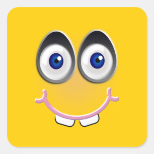 geel met een ijzige glimlach vierkante sticker