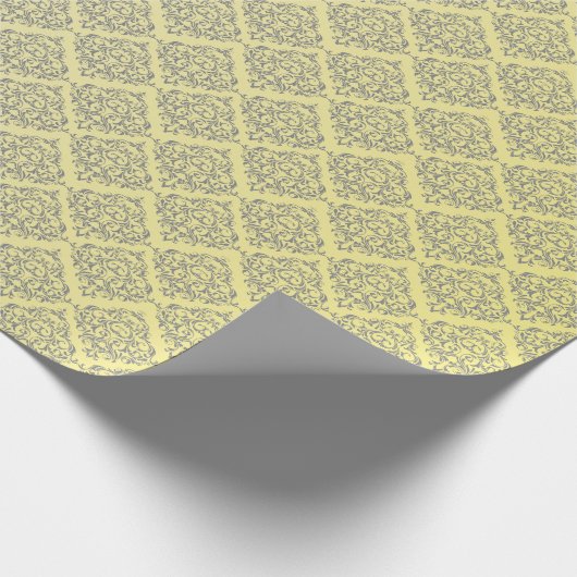 Geel met grijs Damaspatroon Cadeaupapier (Hoek)