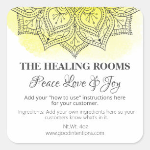 Geel met Mandala Design Natural Therapy Labels