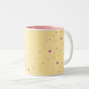 Geel met roze spikkels tweekleurige koffiemok