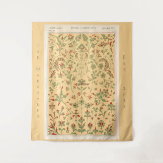 Geel met veelkleurig botanisch bloemontwerp wandkleed