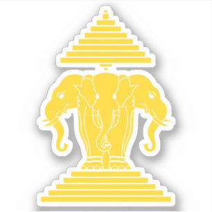 Geel met wissel 3 Hoog olifant Lao / Laos Flag Sticker