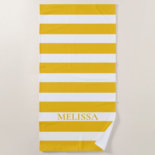 Geel met witte streep Cabana Stripe Strandlaken (Voorkant)