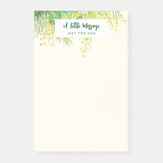 Geel Mimosa Floral Waterverf schilderij Post-it® Notes (Voorkant)