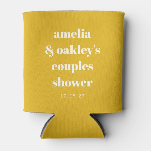 Geel Minimalistisch Schattige Custom Couples Douch Blikjeskoeler (Voorkant)