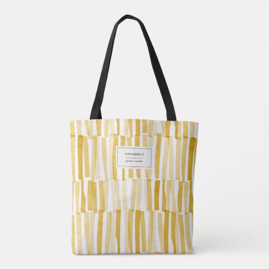 Geel modern, abstract patroon gepersonaliseerd ges draagtas (Achterkant)