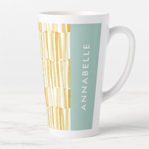 Geel modern, abstract patroon gepersonaliseerd ges latte mok