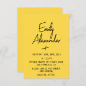 Geel Modern, Fun Wedding Uitnodiging (Voorkant / Achterkant)